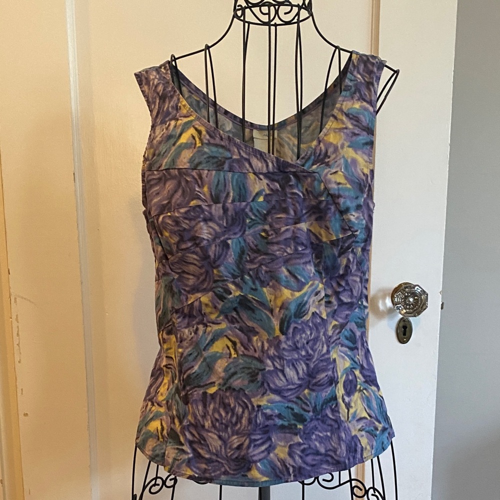 Odille (Anthropologie) Purple and Yellow Floral Blouse